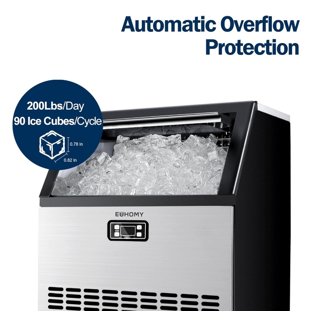 EUHOMY Commercial Ice Maker Machine, 100lbs/24H Stainless Steel Under Counter ice Machine with 33lbs Ice Storage Capacity, Freestanding Ice Maker. - Wigtrends