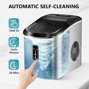 EUHOMY Nugget Ice Maker Countertop with Handle, Ready in 6 Mins, 34lbs Per Day, Removable Top Cover, Auto - Cleaning, Portable Sonic Ice Maker with Basket and Scoop, for Home/Party/RV/Camping (Black) - Wigtrends