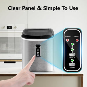 EUHOMY Nugget Ice Maker Countertop with Handle, Ready in 6 Mins, 34lbs Per Day, Removable Top Cover, Auto - Cleaning, Portable Sonic Ice Maker with Basket and Scoop, for Home/Party/RV/Camping (Black) - Wigtrends