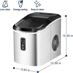 EUHOMY Nugget Ice Maker Countertop with Handle, Ready in 6 Mins, 34lbs Per Day, Removable Top Cover, Auto - Cleaning, Portable Sonic Ice Maker with Basket and Scoop, for Home/Party/RV/Camping (Black) - Wigtrends