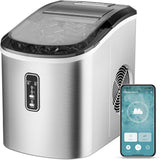 EUHOMY Nugget Ice Maker Countertop with Handle, Ready in 6 Mins, 34lbs Per Day, Removable Top Cover, Auto - Cleaning, Portable Sonic Ice Maker with Basket and Scoop, for Home/Party/RV/Camping (Black) - Wigtrends