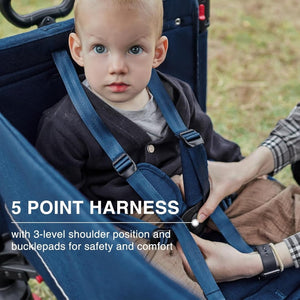 EVER ADVANCED Side - unzip Wagon Stroller for 2 Kids, Push Pull Stroller with Adjustable Handle, Easy Access Front Zipper Door, 5 - Point Harness Removable UV - Protection Canopy Shock - Absorbing Wheels,Grey - Wigtrends