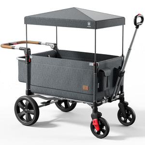 EVER ADVANCED Side - unzip Wagon Stroller for 2 Kids, Push Pull Stroller with Adjustable Handle, Easy Access Front Zipper Door, 5 - Point Harness Removable UV - Protection Canopy Shock - Absorbing Wheels,Grey - Wigtrends