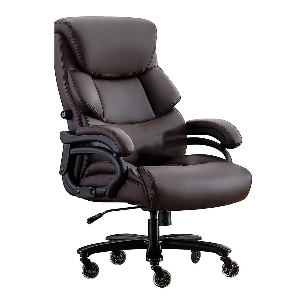 Executive Office Chair Brown Leather Ergonomic Big and Tall Computer Chair - Wigtrends