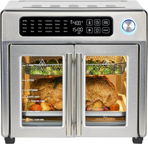 Extra Large French Door Air Fryer Toaster Oven Combo, 24 Cooking Functions and Digital Controls, 7 Accessories Included, Stainless Steel Finish, 26QT Capacity - Wigtrends
