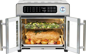 Extra Large French Door Air Fryer Toaster Oven Combo, 24 Cooking Functions and Digital Controls, 7 Accessories Included, Stainless Steel Finish, 26QT Capacity - Wigtrends