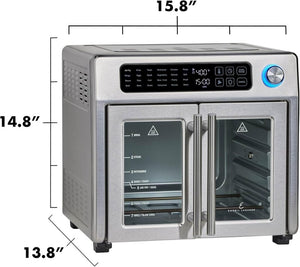 Extra Large French Door Air Fryer Toaster Oven Combo, 24 Cooking Functions and Digital Controls, 7 Accessories Included, Stainless Steel Finish, 26QT Capacity - Wigtrends