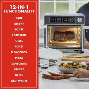 Extra Large French Door Air Fryer Toaster Oven Combo, 24 Cooking Functions and Digital Controls, 7 Accessories Included, Stainless Steel Finish, 26QT Capacity - Wigtrends