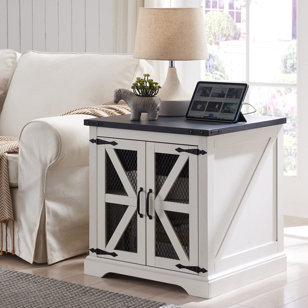 Farmhouse End Table Charging Station - Wigtrends
