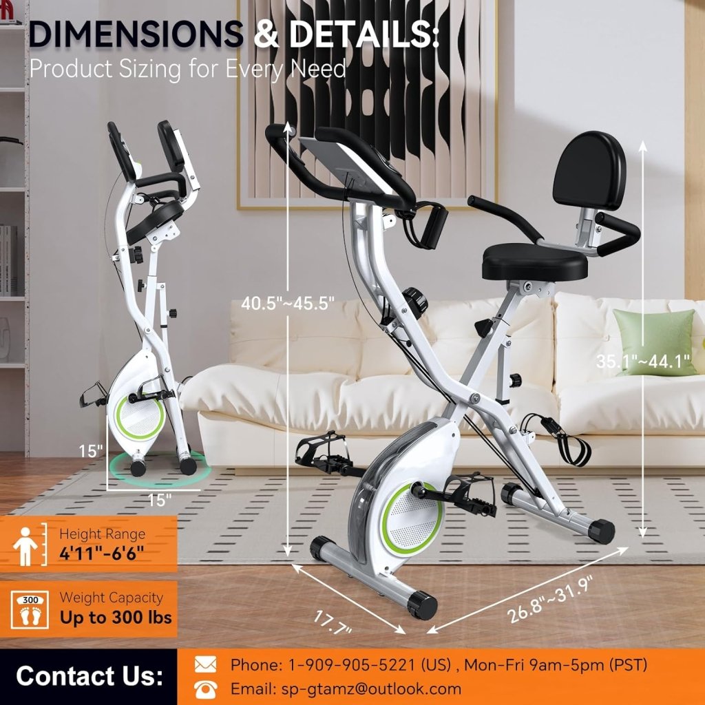 Foldable Exercise Bike Stationary Bikes for Home, 5 IN 1 Indoor Workout Bike, Cycling Bike with 16 - Level Quiet Magnetic Resistance, 6.6 LBS Flywheel and 300LBS Capacity, 2025 Designed 817 X - bike - Wigtrends
