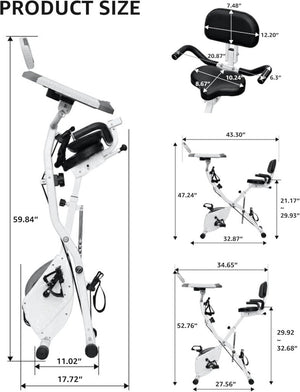Foldable Exercise Bike Stationary Bikes for Home, 5 IN 1 Indoor Workout Bike, Cycling Bike with 16 - Level Quiet Magnetic Resistance, 6.6 LBS Flywheel and 300LBS Capacity, 2025 Designed 817 X - bike - Wigtrends