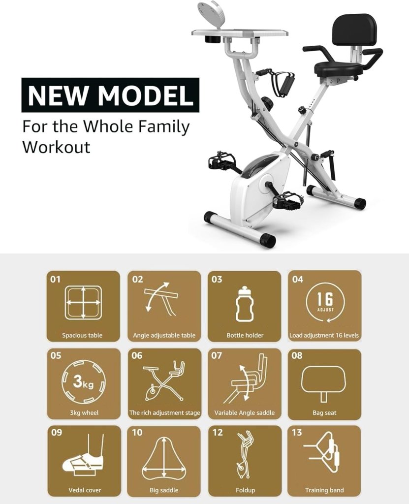 Foldable Exercise Bike Stationary Bikes for Home, 5 IN 1 Indoor Workout Bike, Cycling Bike with 16 - Level Quiet Magnetic Resistance, 6.6 LBS Flywheel and 300LBS Capacity, 2025 Designed 817 X - bike - Wigtrends