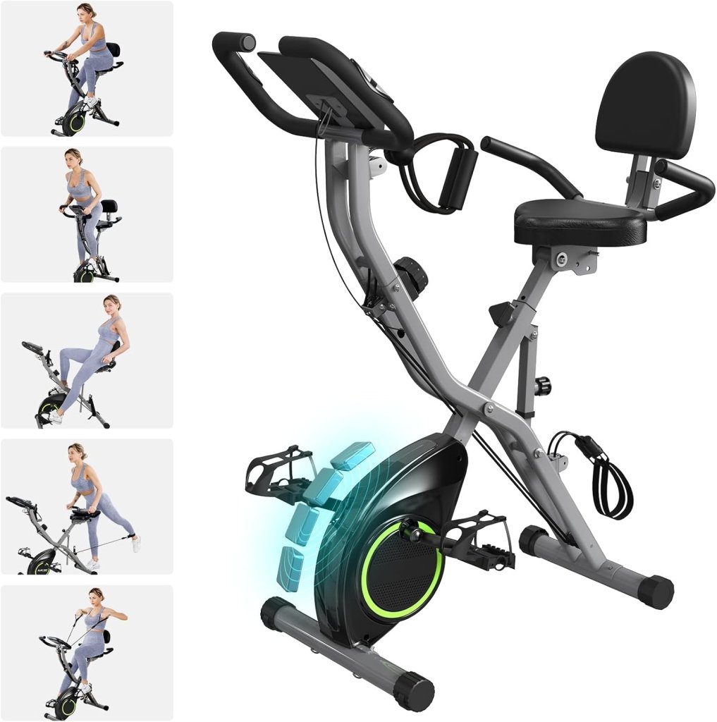 Foldable Exercise Bike Stationary Bikes for Home, 5 IN 1 Indoor Workout Bike, Cycling Bike with 16 - Level Quiet Magnetic Resistance, 6.6 LBS Flywheel and 300LBS Capacity, 2025 Designed 817 X - bike - Wigtrends