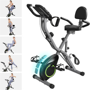 Foldable Exercise Bike Stationary Bikes for Home, 5 IN 1 Indoor Workout Bike, Cycling Bike with 16 - Level Quiet Magnetic Resistance, 6.6 LBS Flywheel and 300LBS Capacity, 2025 Designed 817 X - bike - Wigtrends