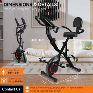 Foldable Exercise Bike Stationary Bikes for Home, 5 IN 1 Indoor Workout Bike, Cycling Bike with 16 - Level Quiet Magnetic Resistance, 6.6 LBS Flywheel and 300LBS Capacity, 2025 Designed 817 X - bike - Wigtrends