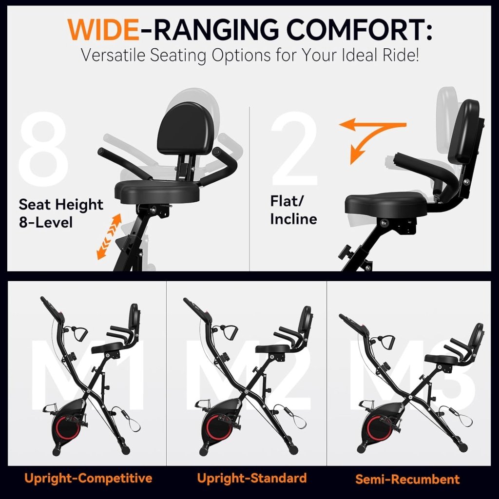Foldable Exercise Bike Stationary Bikes for Home, 5 IN 1 Indoor Workout Bike, Cycling Bike with 16 - Level Quiet Magnetic Resistance, 6.6 LBS Flywheel and 300LBS Capacity, 2025 Designed 817 X - bike - Wigtrends