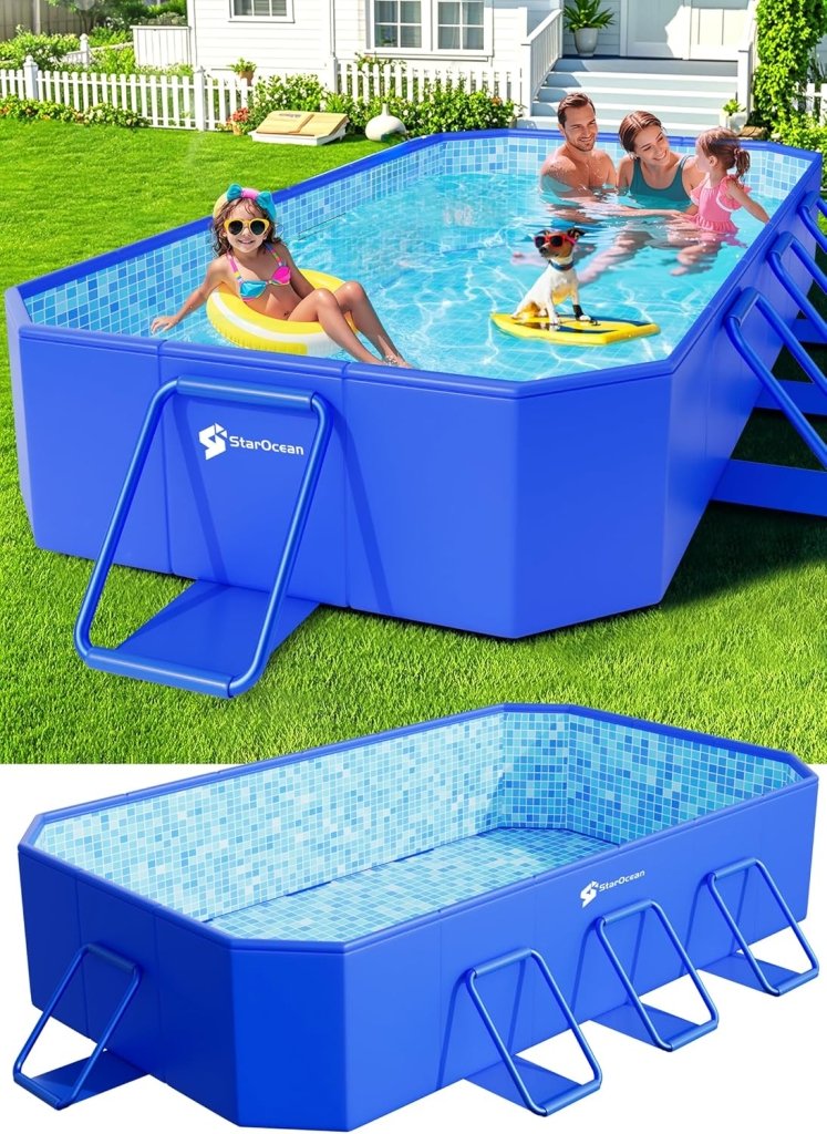 Foldable Pool, Large Non - Inflatable Swimming Pool for Kids,Adult Collapsible Pools Hard Plastic Shell, Oversized Thickened,Portable Folding Kids Pools for Backyard - Mosaic Design - 89"x48"x20" - Wigtrends