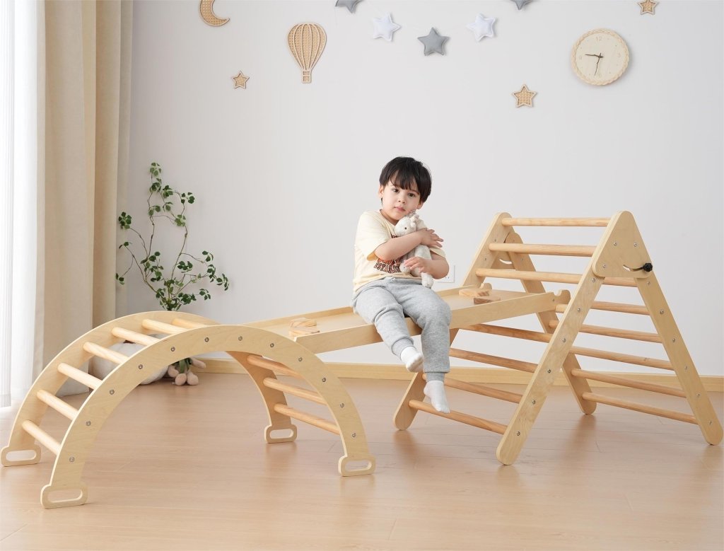 Foldable Wooden, Toddler Baby Climbing Toy Gym, Indoor Playground Jungle Gym for Baby Toddle - Wigtrends