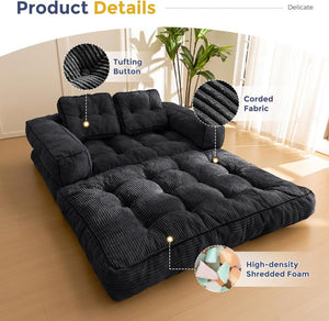 Folding Sofa Bed, L - Shaped Convertible Sofa Bed with Armrests and Pillows, - Wigtrends