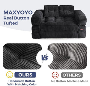 Folding Sofa Bed, L - Shaped Convertible Sofa Bed with Armrests and Pillows, - Wigtrends