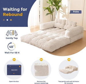 Folding Sofa Bed, L - Shaped Convertible Sofa Bed with Armrests and Pillows, - Wigtrends