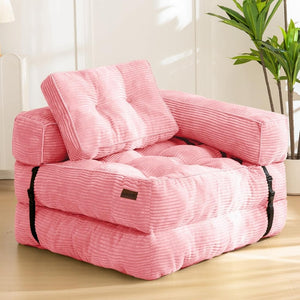 Folding Sofa Bed, L - Shaped Convertible Sofa Bed with Armrests and Pillows, - Wigtrends