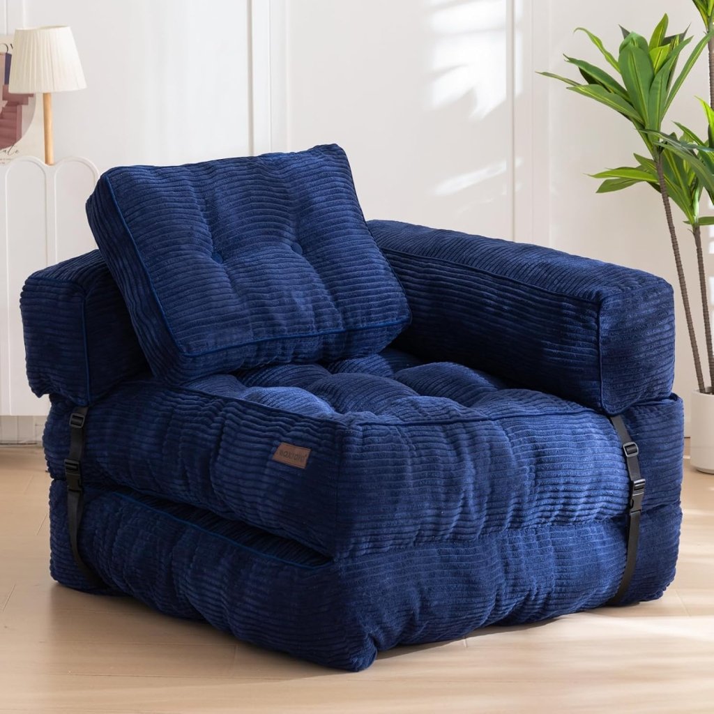 Folding Sofa Bed, L - Shaped Convertible Sofa Bed with Armrests and Pillows, - Wigtrends