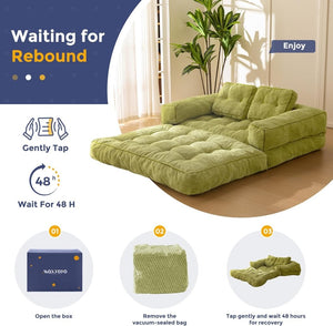 Folding Sofa Bed, L - Shaped Convertible Sofa Bed with Armrests and Pillows, - Wigtrends