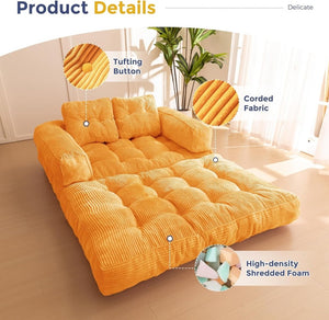 Folding Sofa Bed, L - Shaped Convertible Sofa Bed with Armrests and Pillows, - Wigtrends