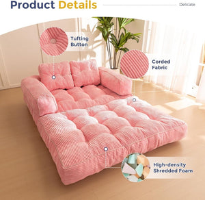 Folding Sofa Bed, L - Shaped Convertible Sofa Bed with Armrests and Pillows, - Wigtrends