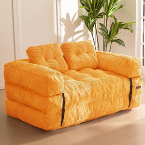 Folding Sofa Bed, L - Shaped Convertible Sofa Bed with Armrests and Pillows, - Wigtrends