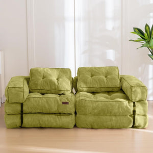 Folding Sofa Bed, L - Shaped Convertible Sofa Bed with Armrests and Pillows, - Wigtrends