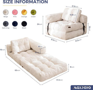 Folding Sofa Bed, L - Shaped Convertible Sofa Bed with Armrests and Pillows, - Wigtrends