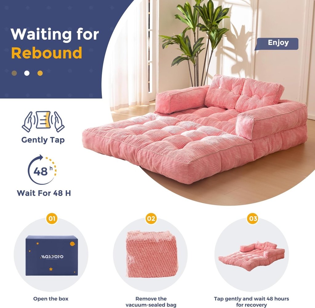 Folding Sofa Bed, L - Shaped Convertible Sofa Bed with Armrests and Pillows, - Wigtrends