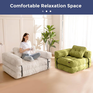 Folding Sofa Bed, L - Shaped Convertible Sofa Bed with Armrests and Pillows, - Wigtrends