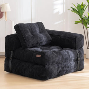Folding Sofa Bed, L - Shaped Convertible Sofa Bed with Armrests and Pillows, - Wigtrends