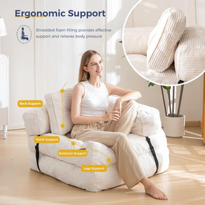 Folding Sofa Bed, L - Shaped Convertible Sofa Bed with Armrests and Pillows, - Wigtrends