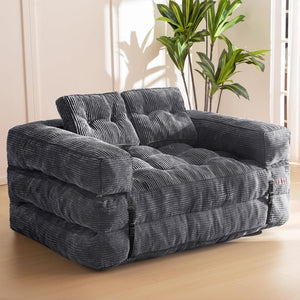 Folding Sofa Bed, L - Shaped Convertible Sofa Bed with Armrests and Pillows, - Wigtrends