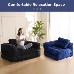 Folding Sofa Bed, L - Shaped Convertible Sofa Bed with Armrests and Pillows, - Wigtrends