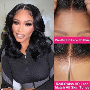 Glueless Bob Wig Human Hair Pre Plucked Body Wave Short Bob Lace Front Wigs - Wigtrends