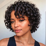 Glueless Wave Bob Black Wig Human Hair Lace Front Wigs - Wigtrends