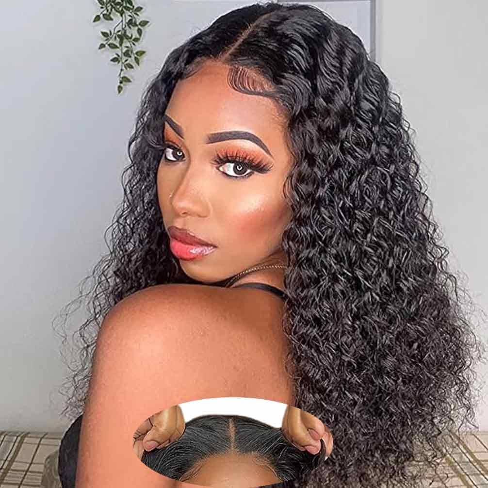 Glueless Wigs Human Hair Pre Plucked Pre Cut Lace Front Wigs for Black Women Human Hair Curly Wig (14 Inch) - Wigtrends