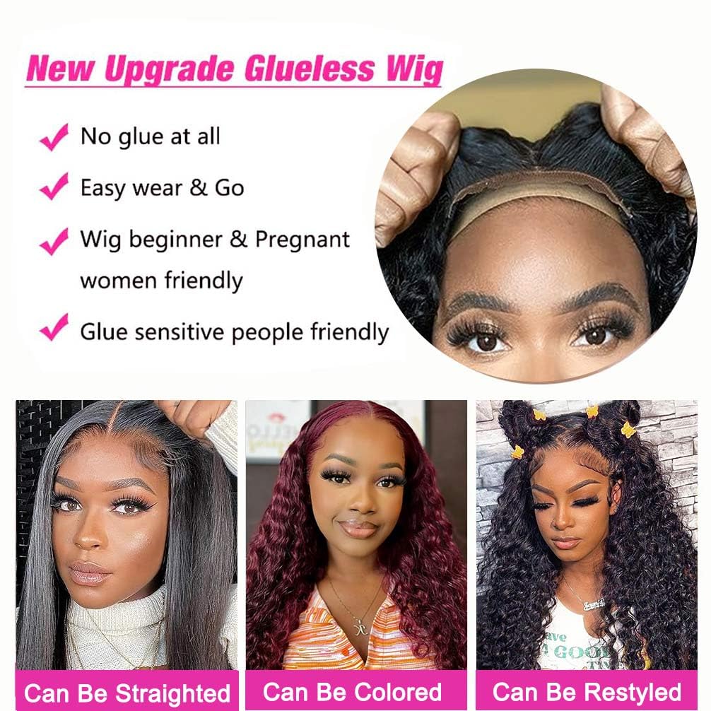 Glueless Wigs Human Hair Pre Plucked Pre Cut Lace Front Wigs for Black Women Human Hair Curly Wig (14 Inch) - Wigtrends