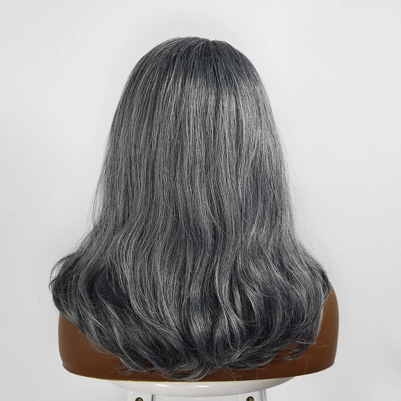 Gray Natural Wave Long Wave Synthetic Wig - Wigtrends