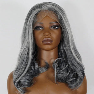 Gray Natural Wave Long Wave Synthetic Wig - Wigtrends