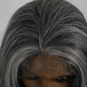 Gray Natural Wave Long Wave Synthetic Wig - Wigtrends