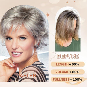 Gray Wavy Pixie Cut Layered Wig Salt and Pepper Haired Wig Synthetic Hair - Wigtrends