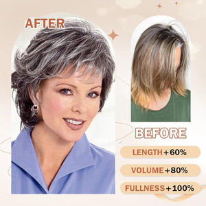 Gray Wavy Pixie Cut Layered Wig Salt and Pepper Haired Wig Synthetic Hair - Wigtrends