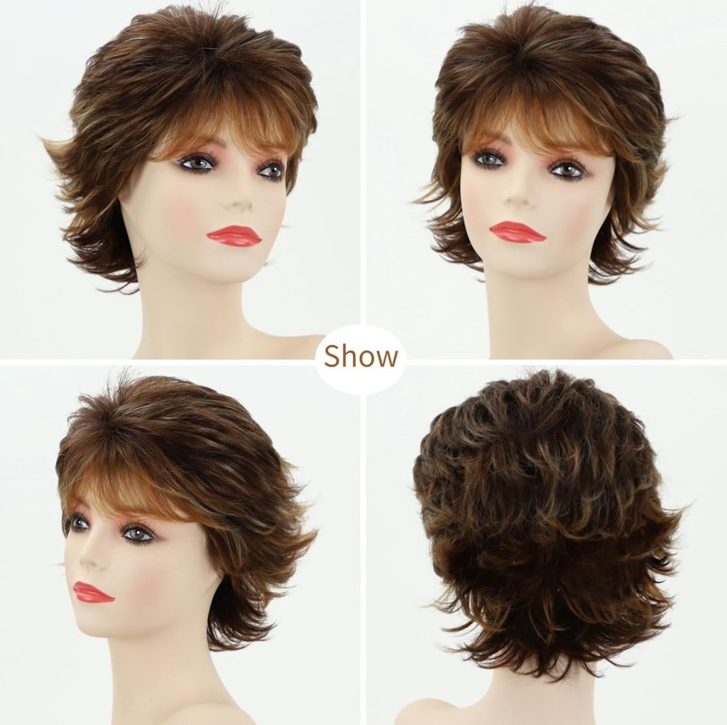 Grey Bob Short Wigs with Bangs Straight Bob Haircuts Heat Synthetic Wigs - Wigtrends