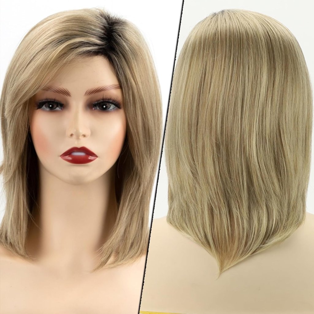 Grey Bob Short Wigs with Bangs Straight Bob Haircuts Heat Synthetic Wigs - Wigtrends